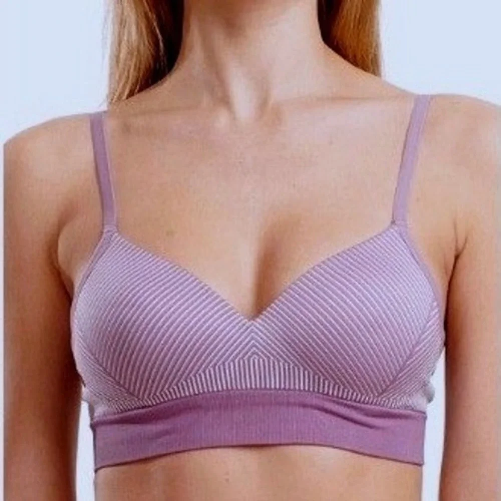 No Boundaries Womens Comfy Wirefree Ribbed Seamless Bra Purple XXL NEW